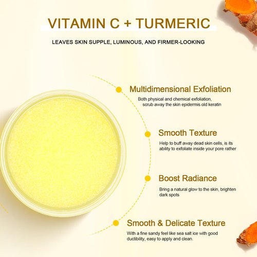 NEUTRIHERBS Turmeric Face Scrub, Exfoliating Scrub Cream with Vitamin C, Smooth, Brighten Skin - 1.76oz