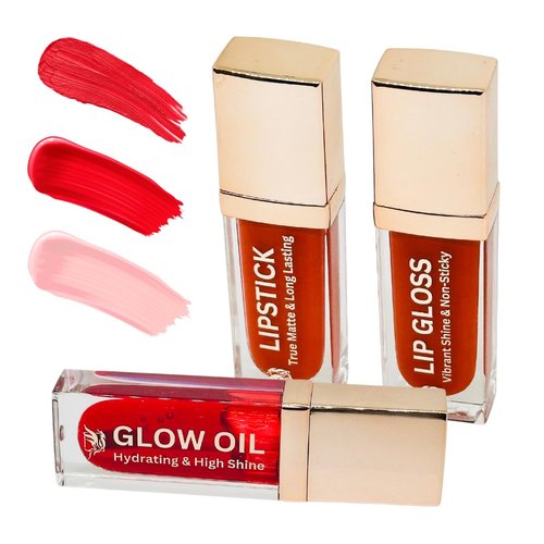 Phoenix Beauty Lip Trio: Liquid Matte Lipstick, Vibrant Lip Gloss, Hydrating Lip Oil; Lipstick - Long Stay, No-Smudge & Waterproof; Jojoba Oil + Vitamin E; Holiday Gift; Hot Red (Scarlet Frame)