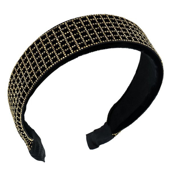 Amariver Gold Rhinestone Headbands Sparkly Glitter Hair Band for Women Fashion Crystal Thick Headband Wide Soft Head band Bling Jeweled Hair Hoops Stylish Hair Accessories for Women Girls