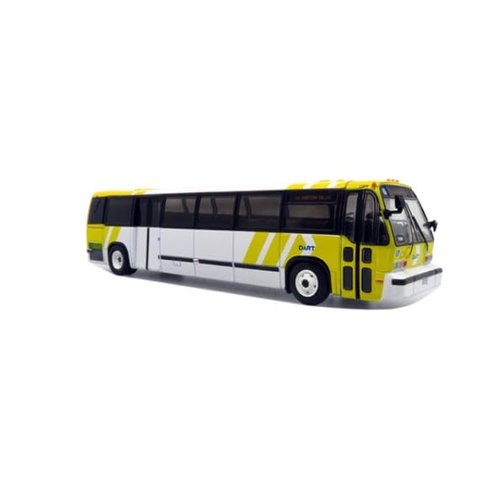 1999 TMC RTS Transit Bus #164 Downtown Dallas Dart White and Yellow The Vintage Bus & Motorcoach Collection 1/87 (HO) Diecast Model by Iconic Replicas 87-0319