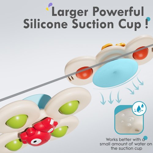 ALASOU 3PCS Suction Cup Spinner Toys for 1 Year Old Boy Girl|Spinning Top Baby 12 18 Months|1 2 Year Old Boy Birthday Gift|Bath Toys for Kids Ages 1-3|Sensory Toys Stocking Stuffers for Toddlers 1-3