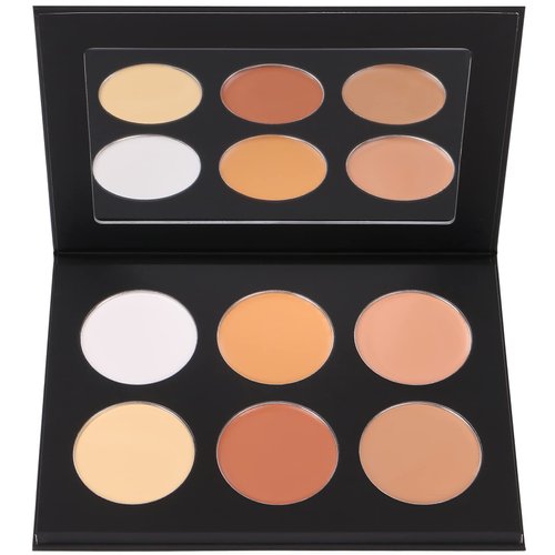 Vodisa 6 Colour Makeup Contour Palette-Creamy Concealer Kit-Professional Blemish Face Conceal Correct Contouring Highlighter Pallet-Base Foundation Beauty Sleek Cream Concealer Palette (Light Brown)