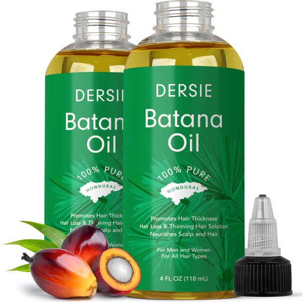 Batana Oil for Hair Growth: Dr Sebi Organic Raw Batana Oil from Honduras - 100% Pure & Natural - For Thicker & Stronger Hair - 4 FL OZ (Pack of 2)