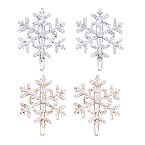 Lurrose 4pcs Hair Clips Christmas Snowflake Hair Pins Hair Barrettes Gold Bobby Pins Hair Accessories Christmas Hair Decoration Headwear Styling Tools for Womens Ladies
