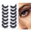 ILLPTA Fluffy Wispy Volume False Eyelashes Strip 3D, Natural Look Thick Waterproof Cat Eye Lashes, 16MM Faux Mink Demi Curly Cateye Fake Eyelashes (8D-04)