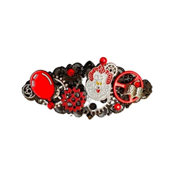 Evil Clown Steampunk Hair Clip Barrette it is one of a kind