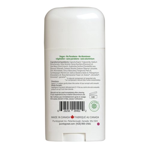 Purelygreat Natural Deodorant Stick - Floral - EWG Verified - Vegan, Cruelty Free - No Aluminum, No Parabens - Essential Oils