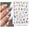 Gold Nail Art Stickers Decals, 3D Bronzing Exquisite Pattern Nail Art Supplies Luxury Self-Adhesive Graffiti Fun Leopard Print Botanical Abstract Line Design DIY Acrylic Nail Art Decoration 9 Sheets