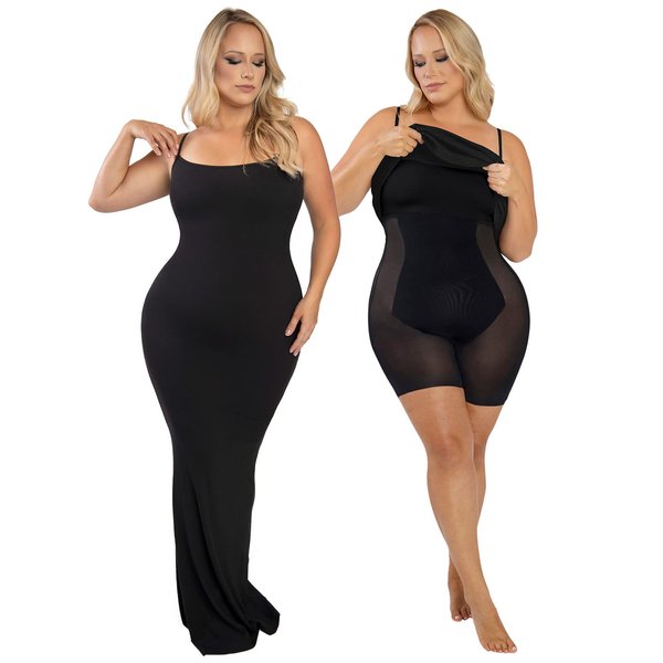 Popilush Summer Dress Built in Shapewear Womens Dresses Bodycon Slip Maxi Lounge Dresses for Women 2024 Black Wedding Guest Dress L