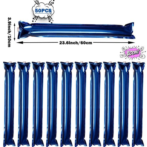 Lovecheer 50PCS Thunder Sticks Blue Bam Bam Inflatable Metallic Spirits Sticks Cheerleadinng Noise Makers for Sporting Events Party Favors