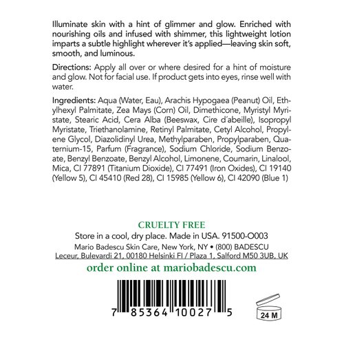 Mario Badescu Summer Shine Body Lotion Enriched with Vitamin A, Lightweight and Radiant, Non-Greasy Candlelit Glow Body Shimmer, Ideal for All Skin Types, 16 oz.