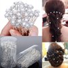AKOAK 40 Pcs Bride Diamond Pearl Flower Tiara Wedding Bridesmaid Pearl Flower Hair Pin Delicate and Elegant Female U-pin Metal Hair Fork for Women's Hair Jewelry