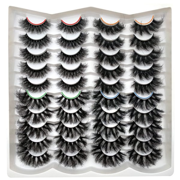 Fluffy Mink Lashes 20 Pairs Dramatic Thick Long 5D False Eyelashes 20mm 4 Styles D Curl Fake Eyelashes Pack, by Kmilro
