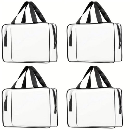 EMeeRFOT 4 Packs Toy Storage Bags Clear Travel PVC Makeup Cosmetic Toiletry Organizer Bag with Zipper Reusable Board Game Storage Waterproof for Building Blocks, Puzzle, Kids Books, Lego
