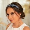 Formery Blue Crystals Flower Headband Black AB Crystal Beads Hair Band Party Prom Wedding Handmade Floral Beaded Hair Accessories for Women and Girls