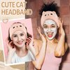 Atoden Cat Ears Spa Headband Wristband Set Cute Animal Skincare Headband Makeup Headband for Washing Face Elastic Face Wash Hair Band for Women Girls Trendy Stuff