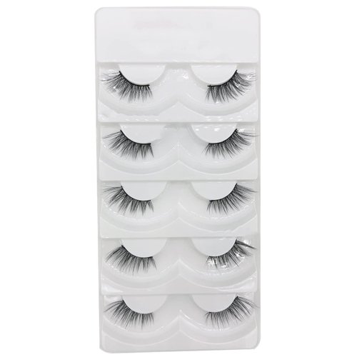 DAODER Eyelashes Natural Look Half Lashes Cateye 16MM Wispy False Eyelashes Thin Lash Band Reusable Soft 3D Faux Mink Lashes Pack for Daily Wear 5 Pairs (Half Lashes 06)