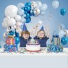 Metallic Blue Silver Balloons Garland Arch Kit, 117Pcs 18/12/10/5 Inch Chrome Blue Light Blue White Sliver Confetti Balloons for Baby Shower Birthday Wedding Graduation Party Decorations