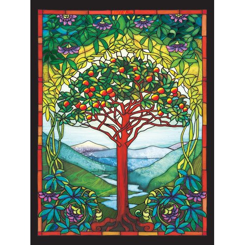 Cobble Hill 275 Piece Easy-Handling Puzzle - Tree of Life Stained Glass - Sample Poster Included