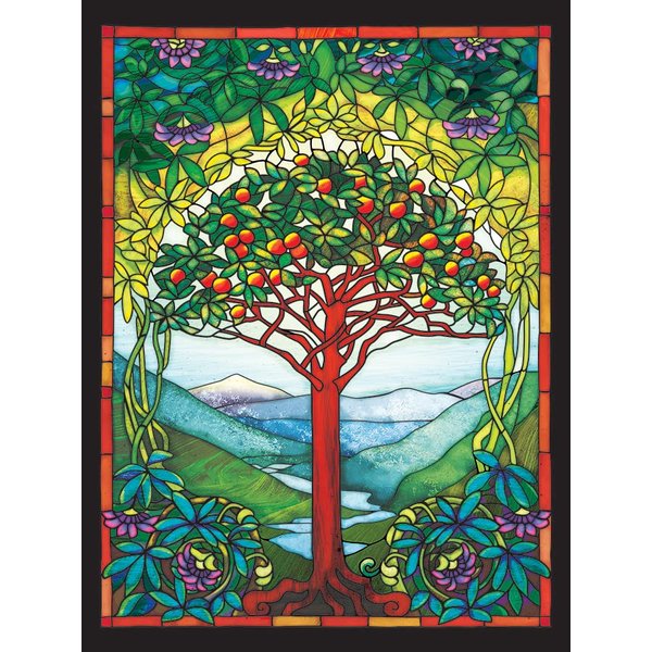Cobble Hill 275 Piece Easy-Handling Puzzle - Tree of Life Stained Glass - Sample Poster Included