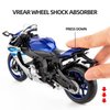 MSZ 1/12 Compatible for Yamaha YZF-R1 Motorcycle,Collector Motorcycle Replica with Display Stand and Helmet Keychain,Toy Motorcycles for 3-9 Year Old Boys Blue