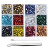 4200Pcs Hotfix Rhinestones Round Shape Flatback Crystal Glass Flatback Nail Art (12 Mixed Colors, 3mm SS10)