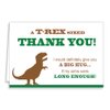 T-Rex Funny Thank You Cards and Envelopes - Dinosaur Party Novelty Item (12-Pack)