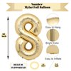 40 Inch Light Gold Number 8 Balloon 8th Birthday Balloon Foil Number Balloons for Birthday Party White Gold 8 Years Old Balloon for 8th Birthday Party for Kids 8 Years Anniversary Decors