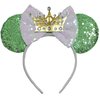 ZHENNAN Mouse Ears Headbands for Women, Glitter Princess Tiana Tiara Bows Ears Headbands, Tiana Costume Cartoon Themed Events Birthday Party Decorations Hair Accessoires