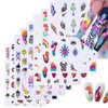 8 Sheets Mushroom Rainbow Nail Art Stickers Colorful Flower Eye Nail Stickers 3D Embossed Engraved Nail Decals Cute Smiling Face Stickers for Nails Art Design Self-Adhesive Nail Art Supplies for Women