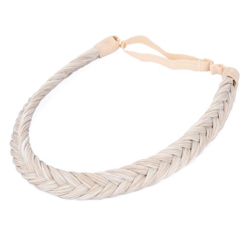 DIGUAN Width 0.7 inch Thin 2 Strands Fishtail Plaited Braids Headband Braided Synthetic Hair Elastic Stretch, Hair Accessory for Women, Girls (F-White Blonde)