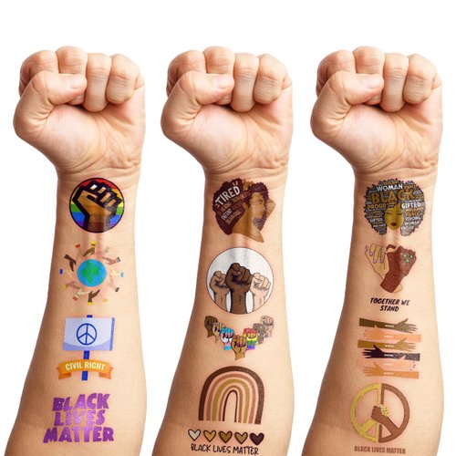 96 PCS Black History Month Black Lives Matter Day Civil Rights Temporary Tattoos Stickers Themed Birthday Party Decorations Favors Supplies Decor BLM African American Gifts For Kids Boys Girls Prizes