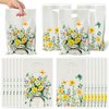 ArowlWesh Bright Wildflower Party Favor Bags - 50Pcs Plastic Bright Wild Flowers Candy Treat Gift Bag with Handles Floral Butterfly Snack Goodie Bags Wedding Birthday Party Supplies Baby Shower Decor