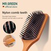 MR.GREEN Hair Brush Natural Maple Wide Board Massage Scalp Comb Air Cushion Anti-Static Detangle Brush For Curly Long Hair Both Women Men (Small)