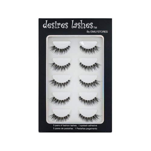 DESIRES LASHES Multipack Demi Wispies Fake Eyelashes 5Pairs Per Kits, 01 Monday