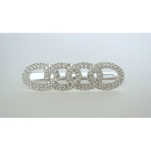 Generic Silver metal infinity oval shaped crystal alligator hair claw clip clamp
