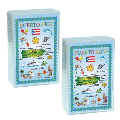 Rockin Gear Playing Cards Puerto Rico Map Souvenir Gift Index Playing Cards, Deck of Cards for Poker, Rummy, Euchre, Pinochle, Card Games