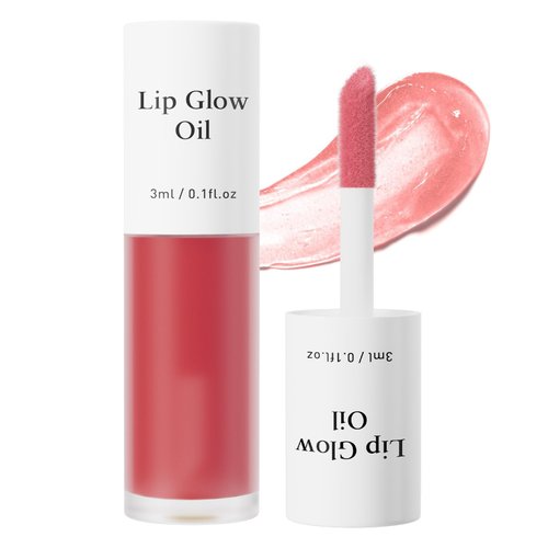 Hydrating Lip Glow Oil,Moisturizing Lip Plumper Gloss,Plumping Lip Gloss,Lip Oil,Lip Balm for Lip Care and Dry Lips, Non-Sticky Long-Lasting Shiny Fruit Flavor Lip Stain, 0.10 Fl Oz (02#Red Plum)