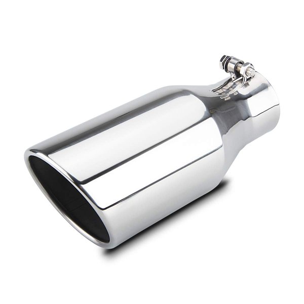 LCGP Exhaust Tip 3" Inlet 5" Outlet 12" Overall Length, Bolt On, Stainless Steel Polished Exhaust Tail Pipe