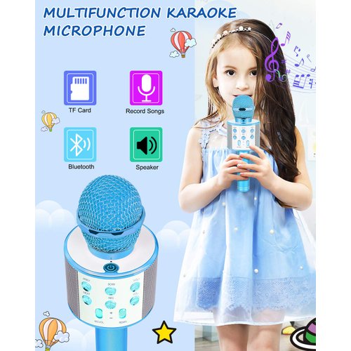 Dodosky Kids Toys Age 5 6 7 8 9 10, Karaoke Microphone for Kids Popular Toys for Girl Boy Age 5-12 Birthday Gifts for Teen Girls Boys Age 5-12 Party Gift for Girl Boy Age 4-12 - Blue