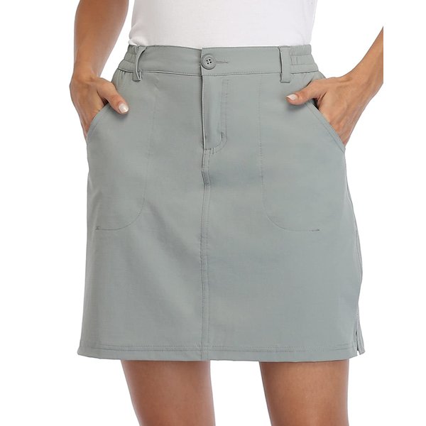 Willit Women's Skorts Golf Casual Skort Skirts UPF 50+ Quick Dry Zip Pockets Outdoor Hiking Gray XL