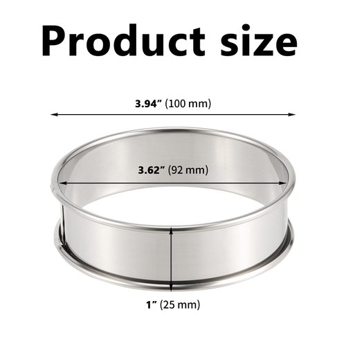 ZOENHOU 20 Pcs 4 Inch English Muffin Ring, Crumpet Rings Stainless Steel 304 Foog Grade, Non Stick Double Rolled Tart Rings for Baking Fluffy Muffins, Pancakes, Pastry, Omelette