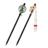 2PCS Chinese Traditional Flower Hair Sticks Vintage Wooden Hairpin Handmade Hair Chopsticks Hair Styling Chignon Pins for Women Girls FZ016-2P-01