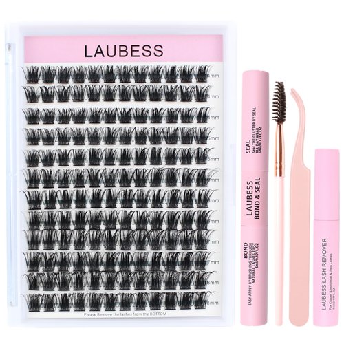 Lash Extension Kit Mixed Lash Clusters Kit Lash Bond and Seal Waterproof Individual Lashes Kit DIY Eyelash Extension Kit Lash Remover Tweezers Brush DIY Lash Extension Kit (Set 01-0.07D-14-18Mix)