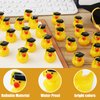 LUTER 30pcs Mini Resin Ducks Charms Tiny Rubber Duck Accessories Rubber Ducks Fun Bachelor Cap Doll Duck Crafts for Family School Graduation Party Decorations Graduation Gifts