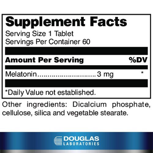 Douglas Laboratories Melatonin Prolonged Release - 3 mg Melatonin - Sleep Support Supplement - For Hormone Balance, Relaxation, Antioxidants & Immune System* - 60 Tablets
