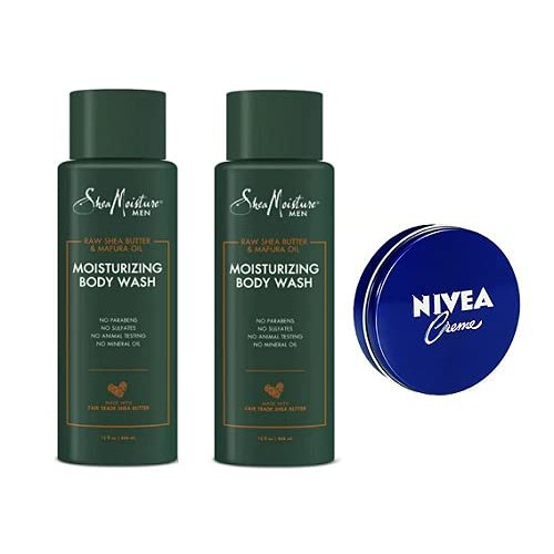 Moisturizing Men Body Wash Raw Shea Butter And Mafura Oil 15 fl Oz (Pack of 2). Travel Size Body Cream 1 Oz.