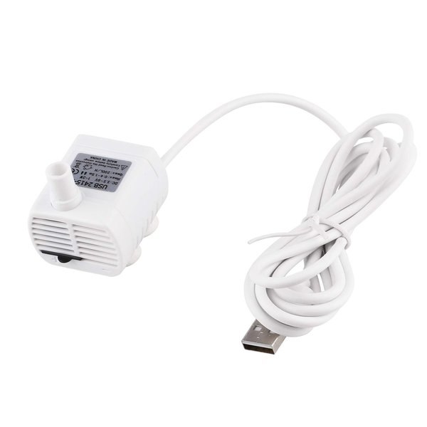 Driew 3W DC 3.5-8V USB Water Pump with Power Cord, Solar Mini Submersible,Brushless,Waterproof (USB Water Pump White)