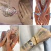 Gold Henna Temporary Tattoos for Women Girls Lace Fake Tattoo Stickers Mystery Sexy Mandala Flower Body Art Design Waterproof Henna Sticker DIY Body Face Arms Legs Party Supplies Favors 6 Sheets