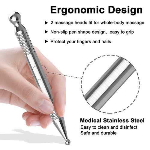 melonsun Acupuncture Pen, Stainless Steel Deep Tissue Massage Tool- Manual Acupuncture Massage Pen for Full Body Meridian Pain Relief